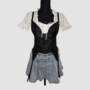 Vintage Black Sexy Satin Corset Top With Garters 🖤